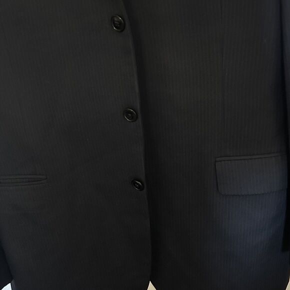 Joseph Abboud Super 120's Black 2 PC Suit 44L/W38 100% Wool USA Made Pant 38x30 - Picture 5 of 13